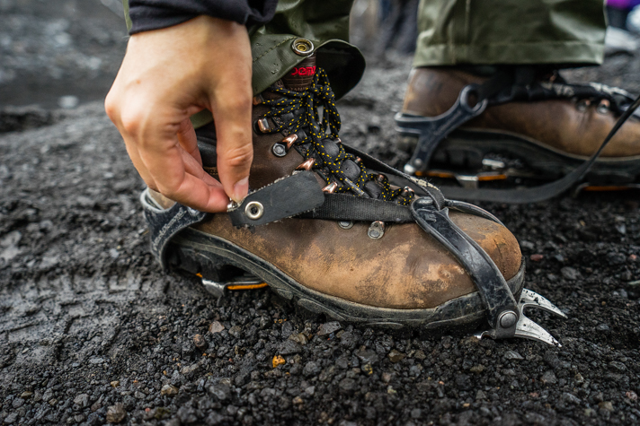 Putting on my crampons