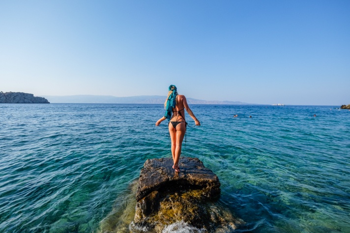 Girl in bikini in Greece