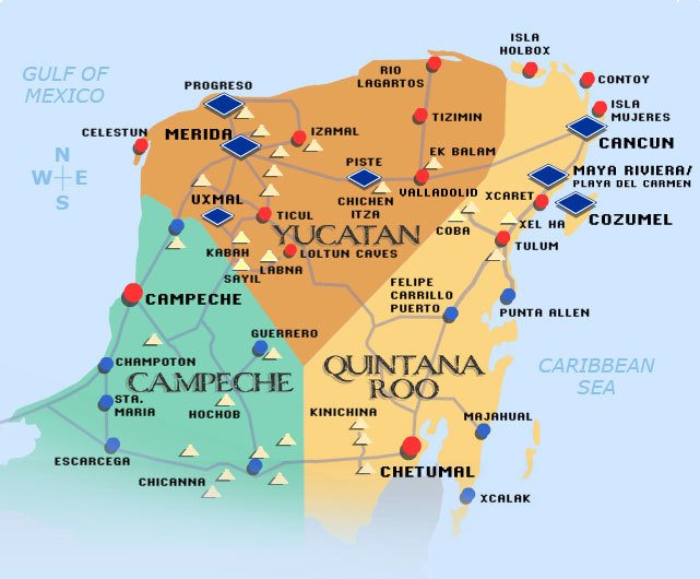 tourist map yucatan