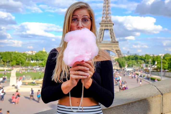 Girl in Paris with Cotton Candy