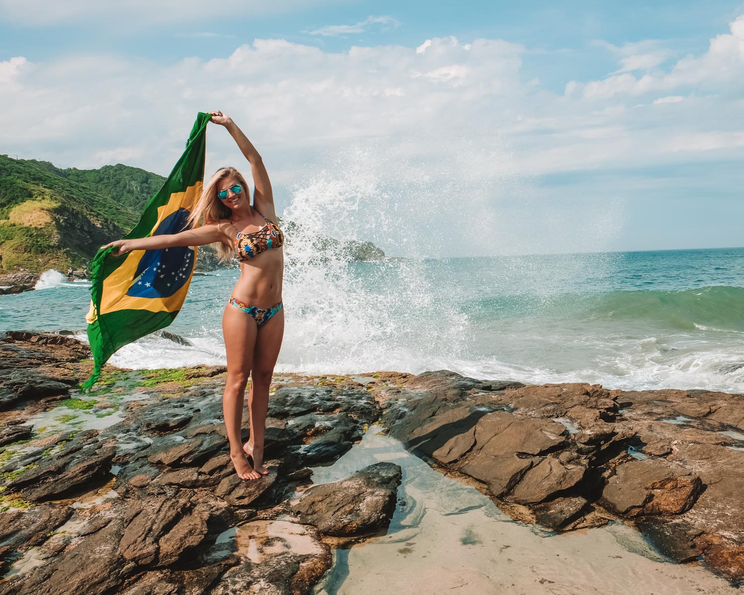 blonde with brazil flag