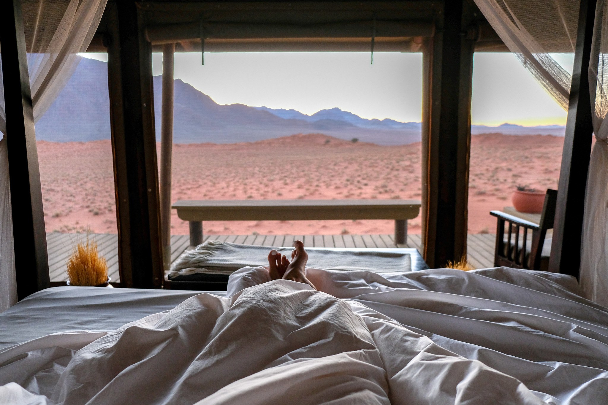 waking up at wolwedans dunes lodge