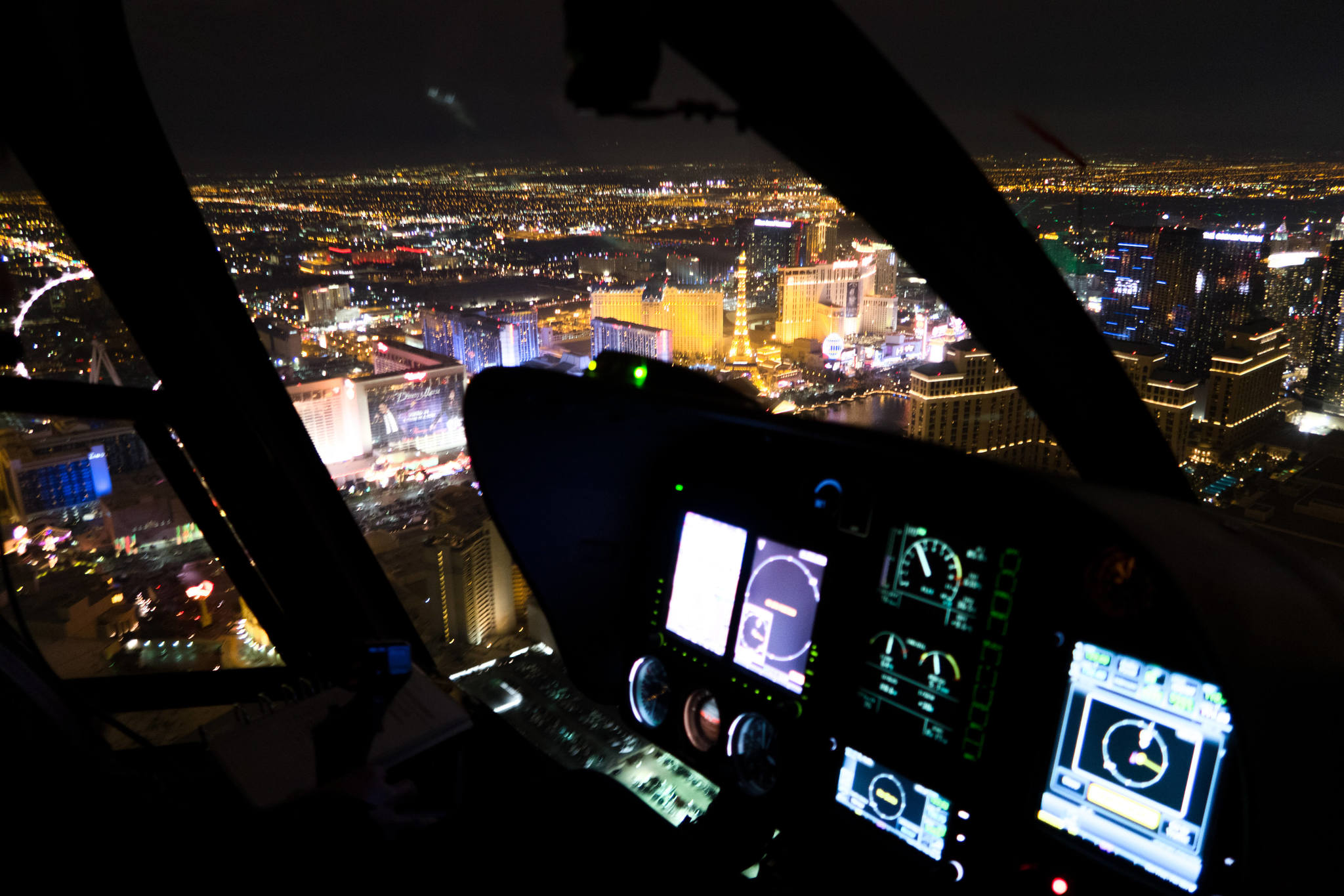 flying over las vegas at night