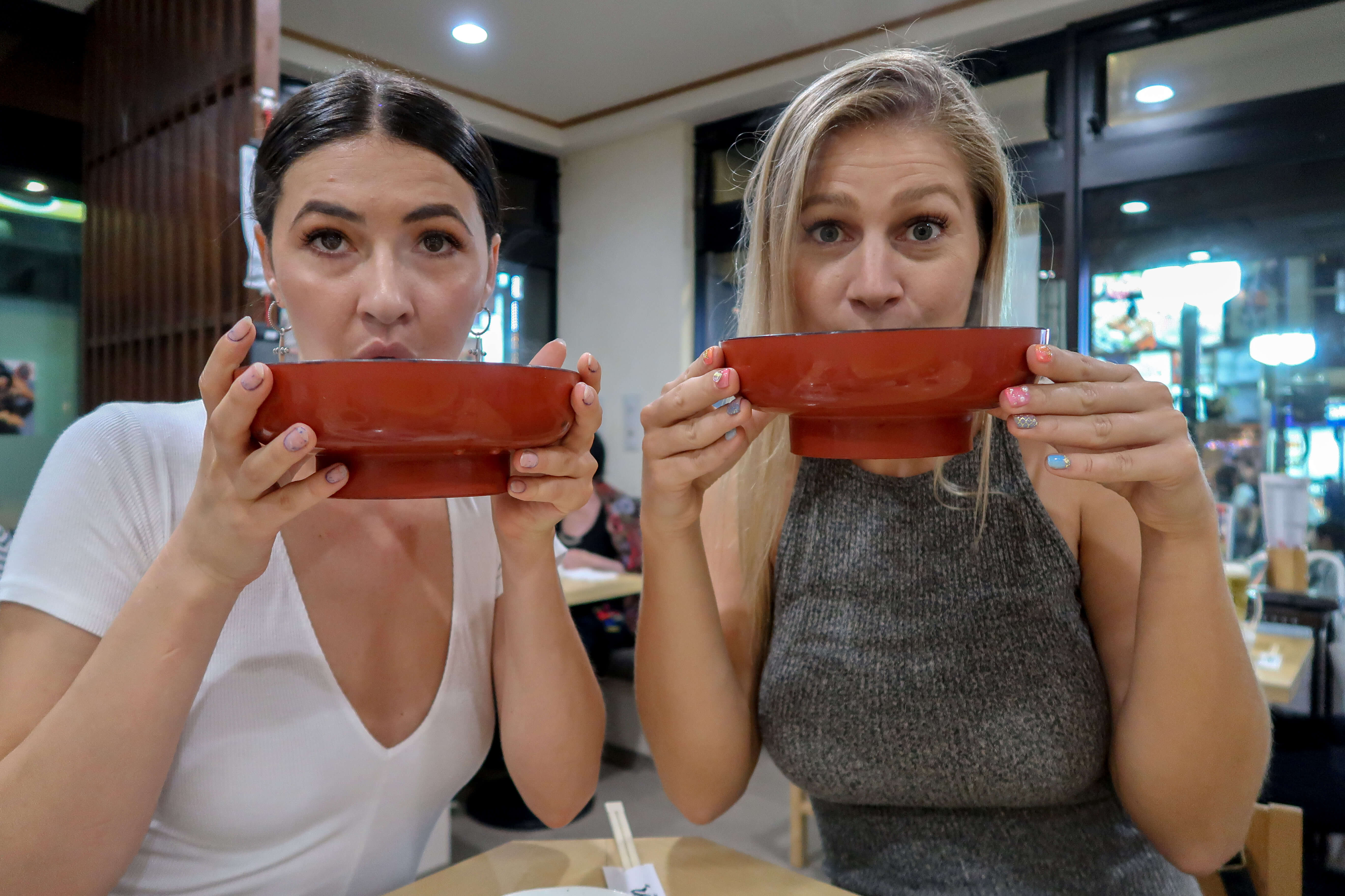 drinking ramen in japan