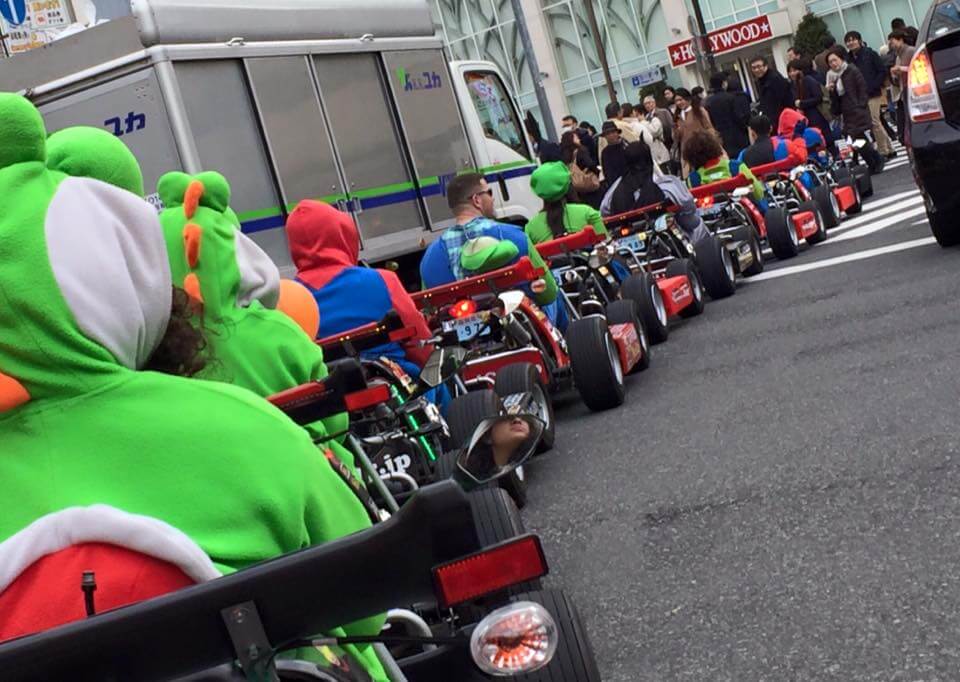 mario karting in tokyo