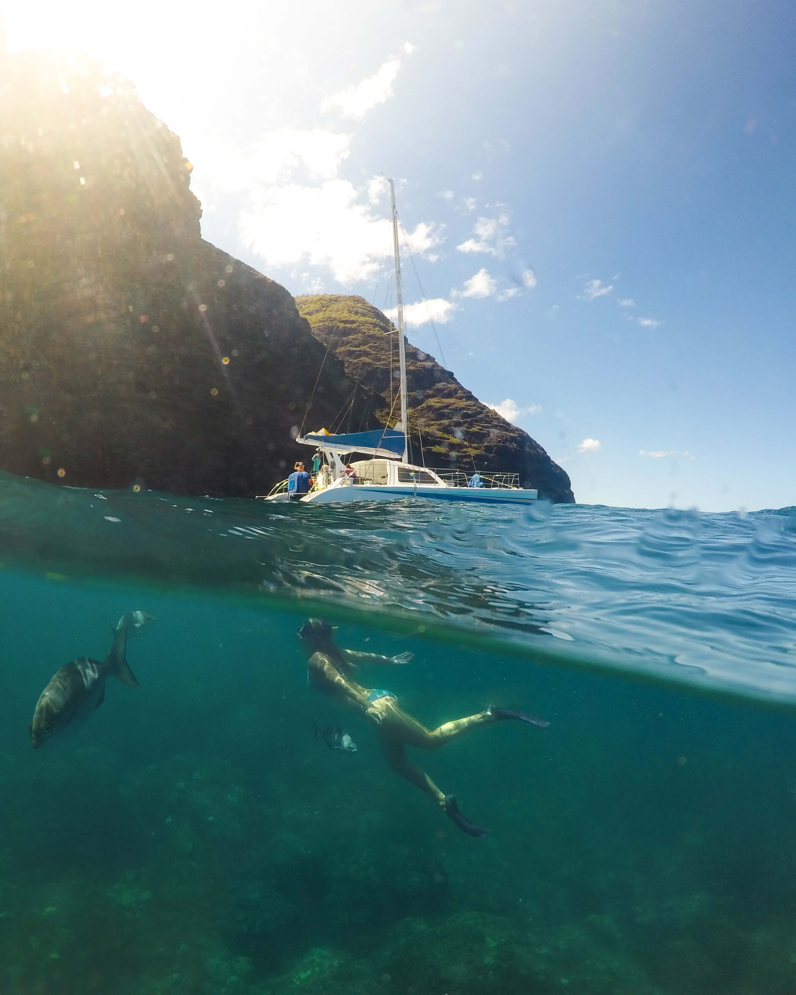 Šnorchlování na pobřeží Napali na Kauai