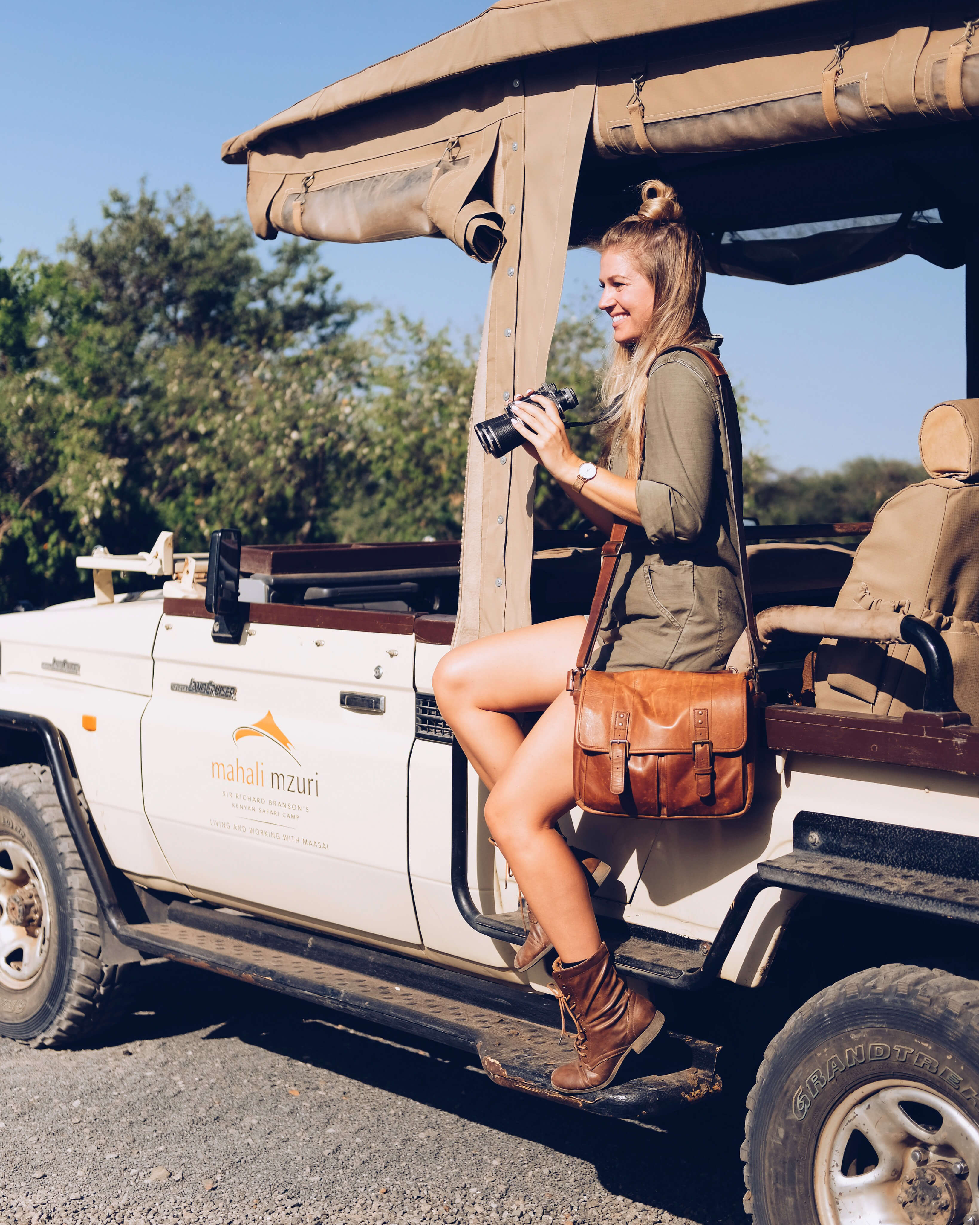 blonde on safari in Kenya