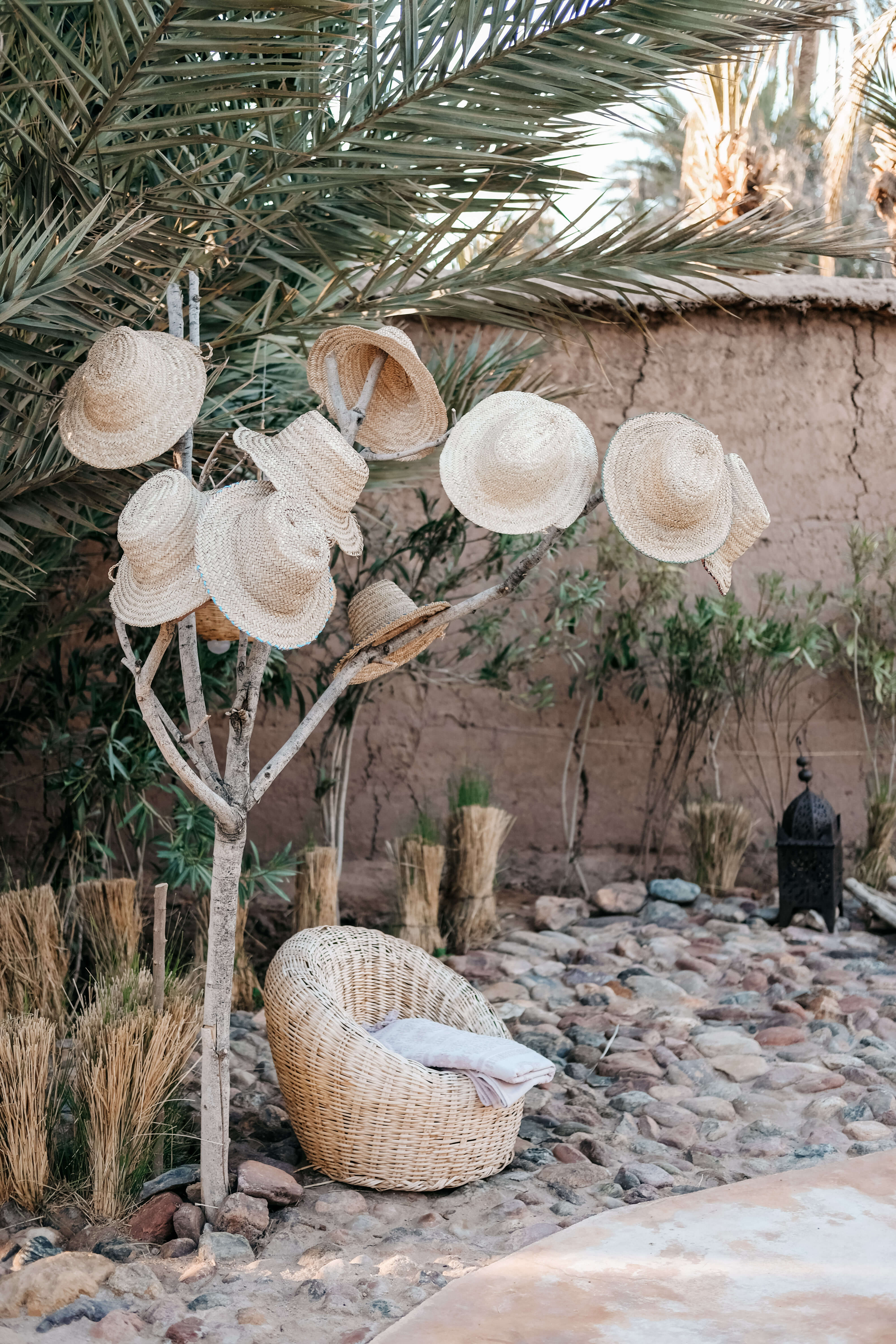 hat rack at l'ma lodge in Morocco