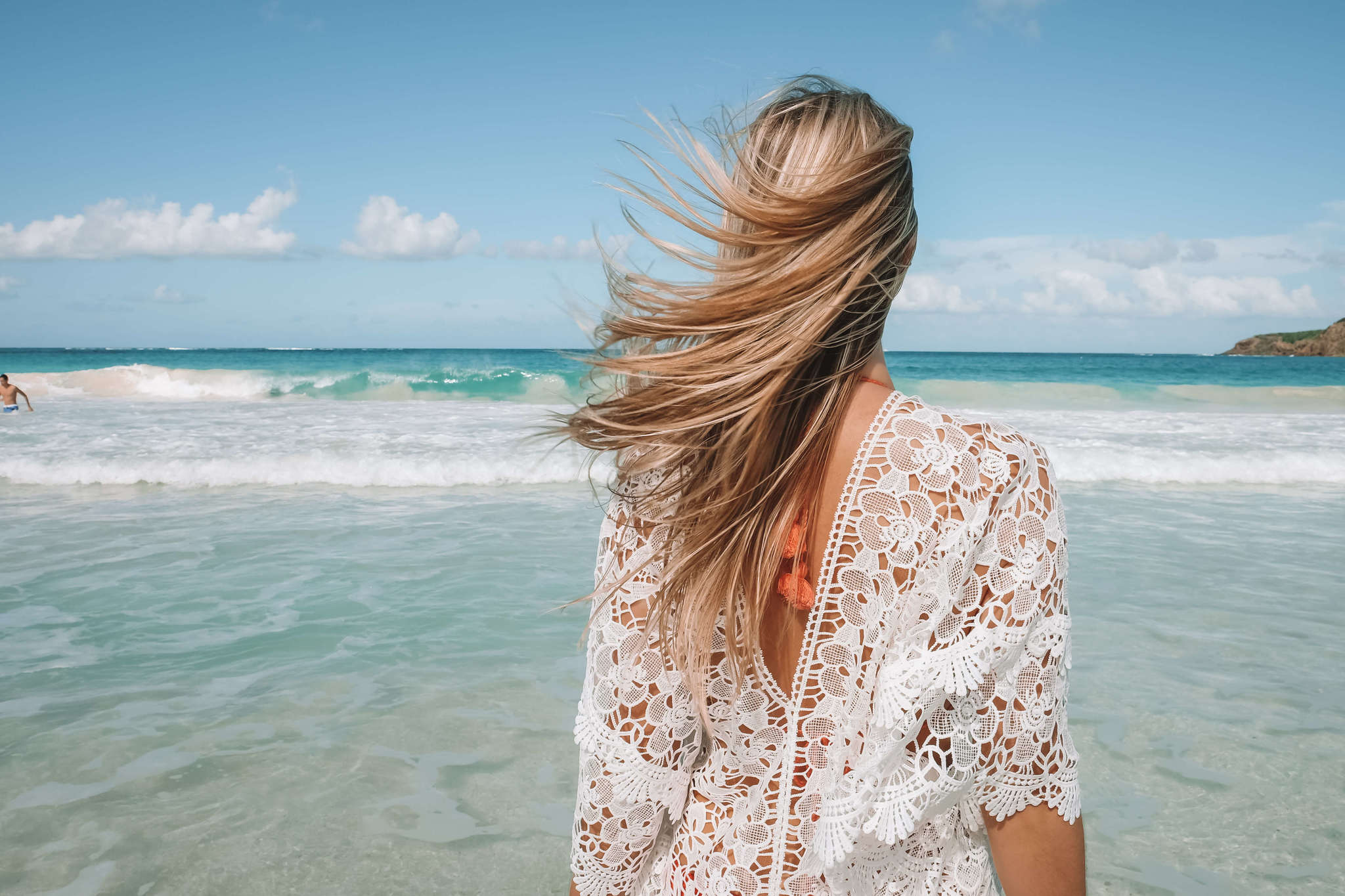 blonde at the beach in puerto rico