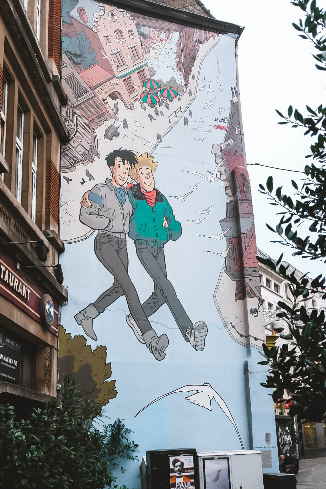 comic strip wall in brussels