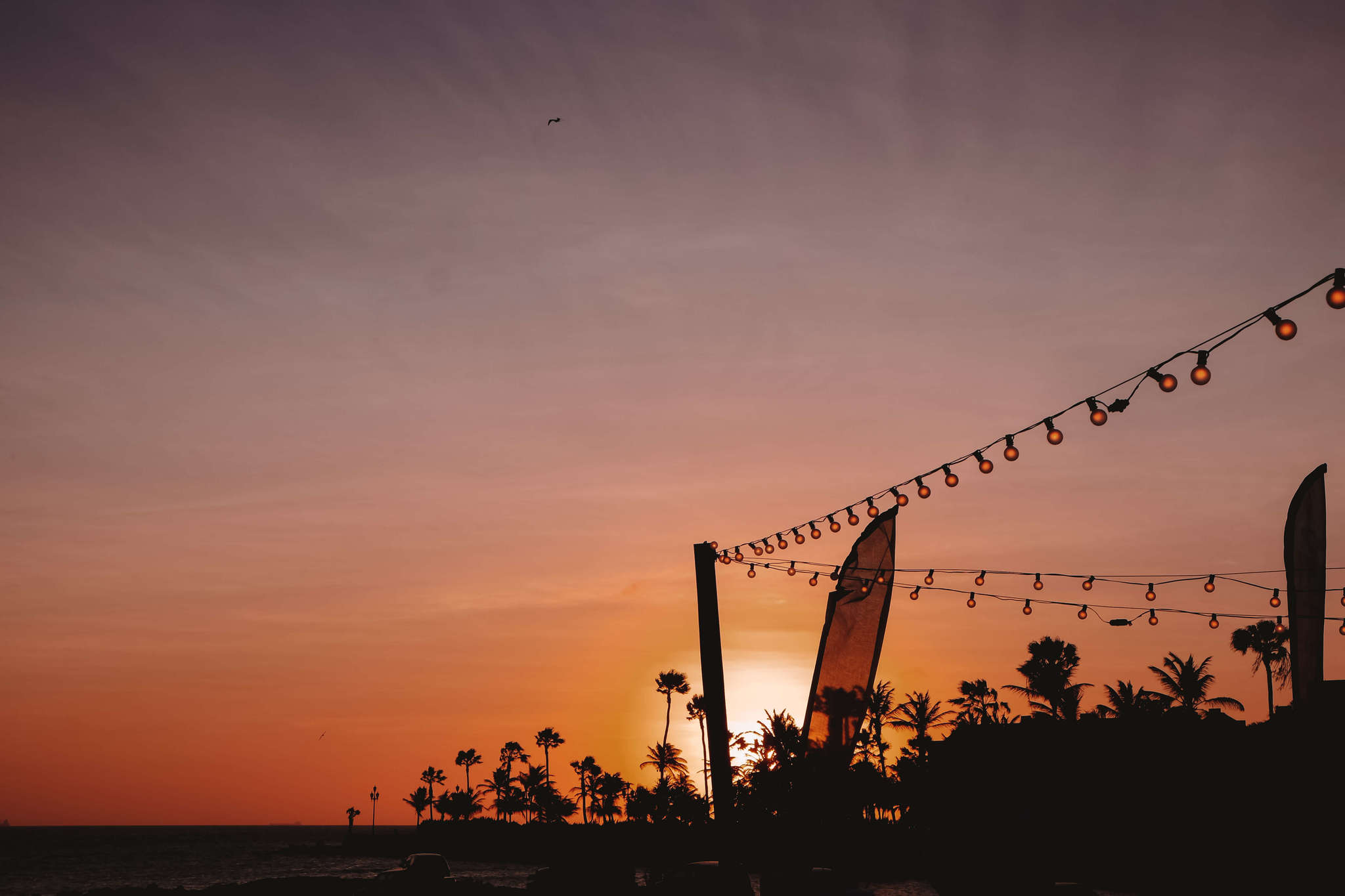 sunset and lights in aruba