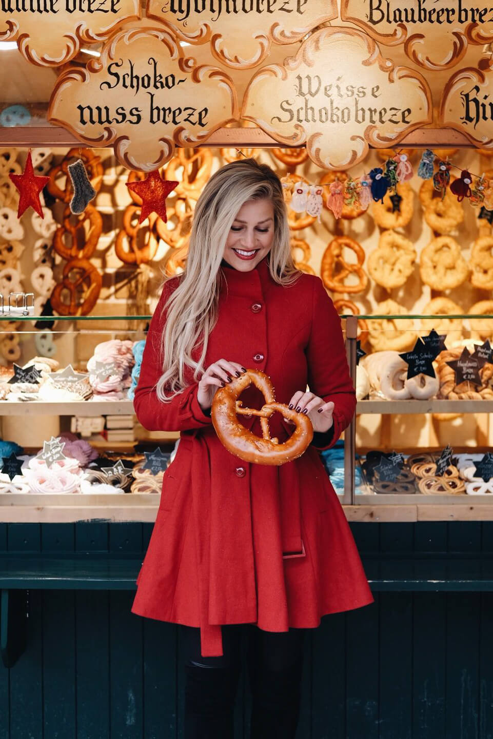 Blonde at christmas market in Salzburg