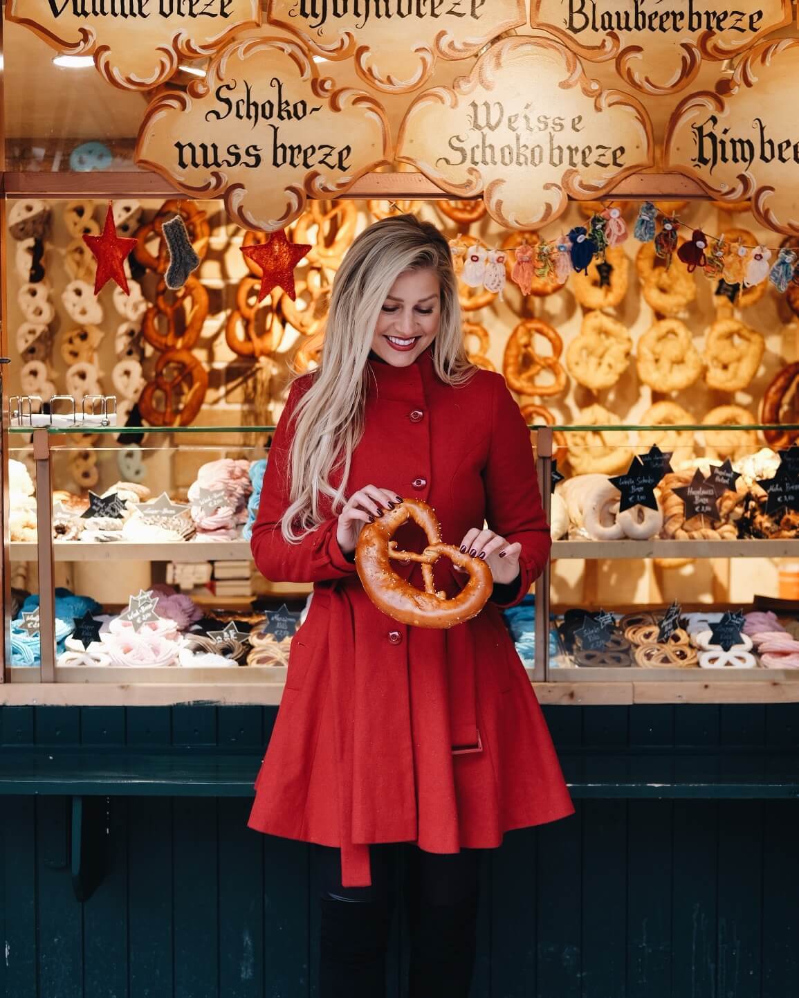 Blonde at christmas market in Salzburg