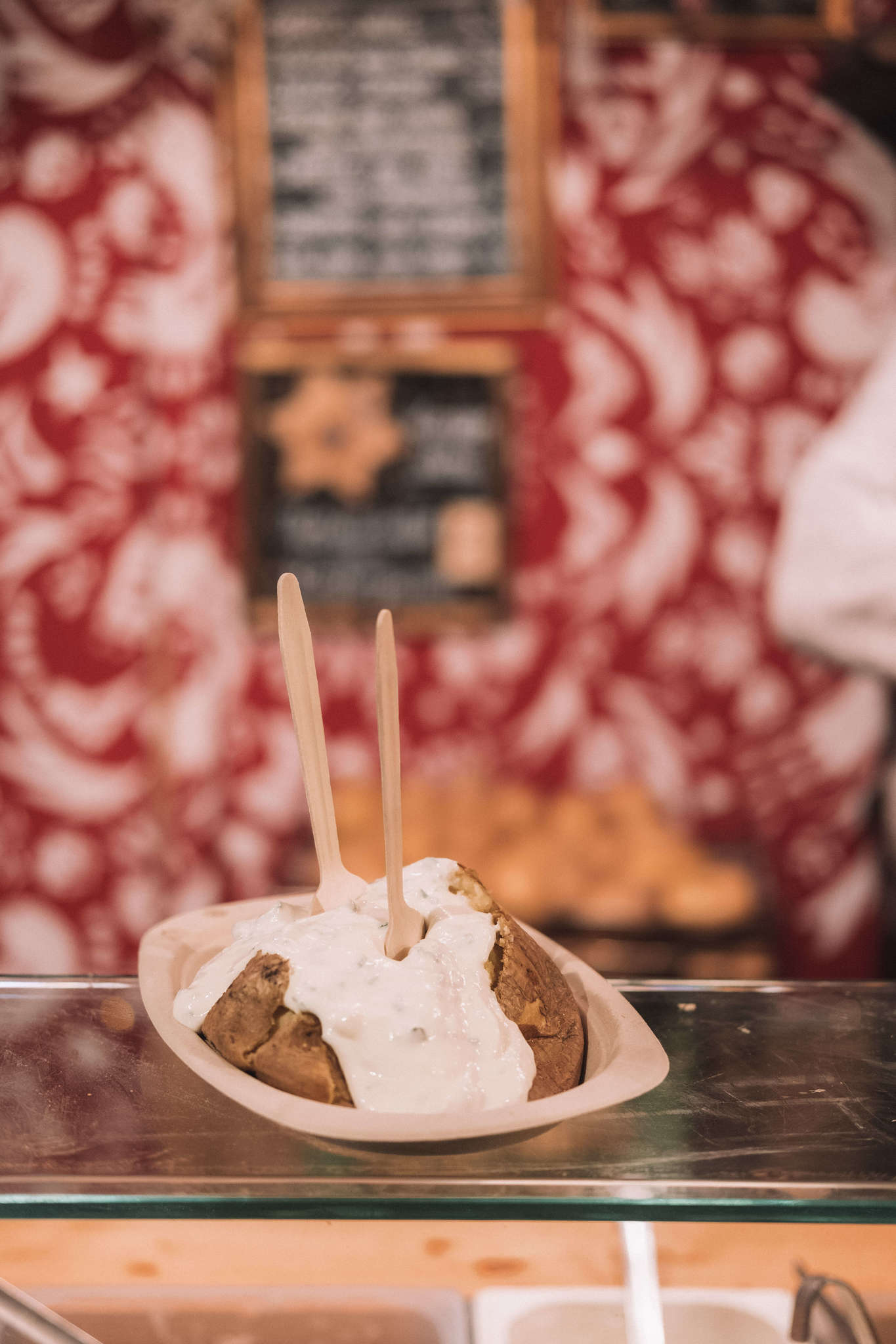 Baked Potatoe at Christmas Market in Vienna, Austria