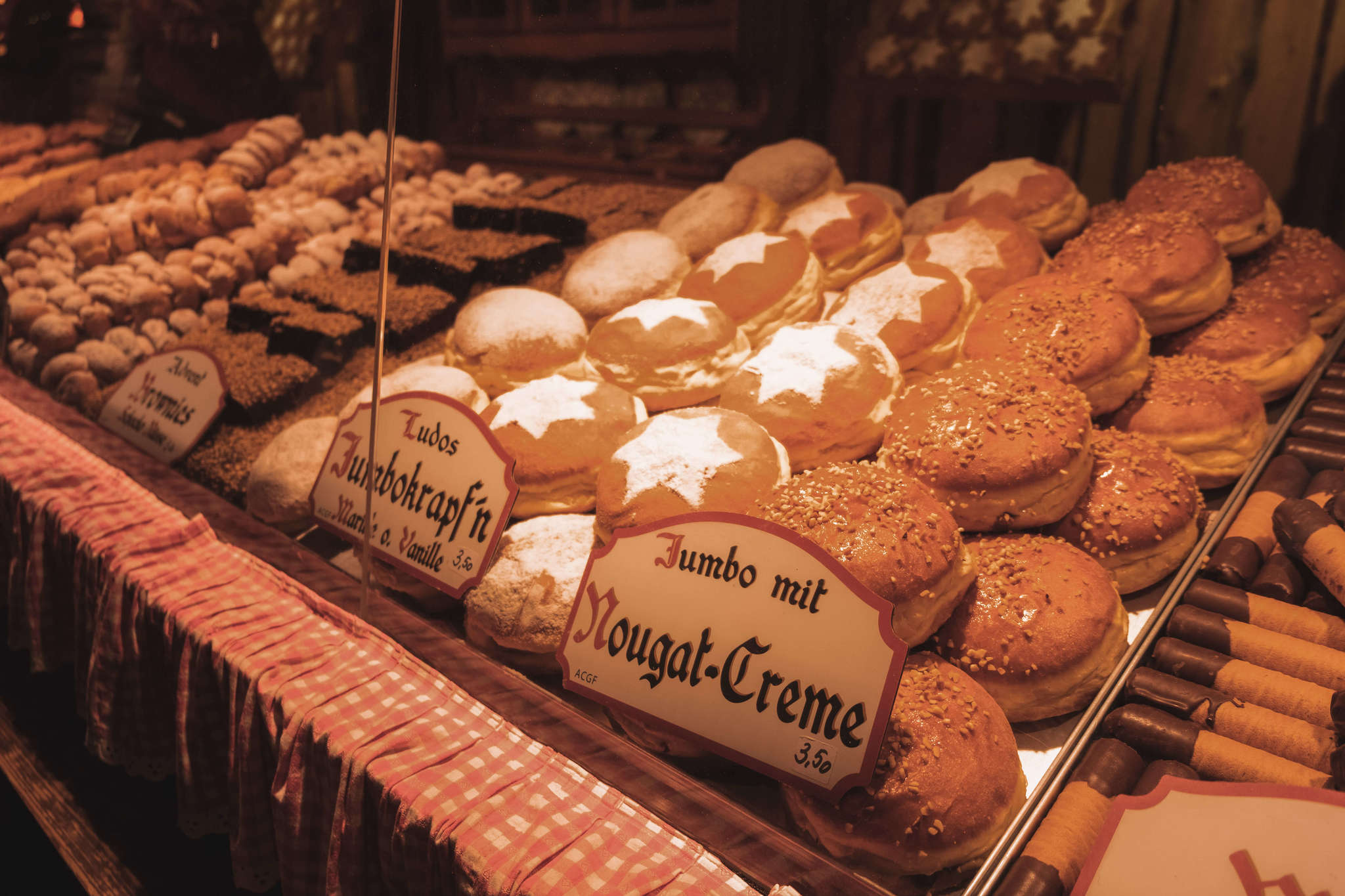 Donuts at christmas market in Vienna, Austria