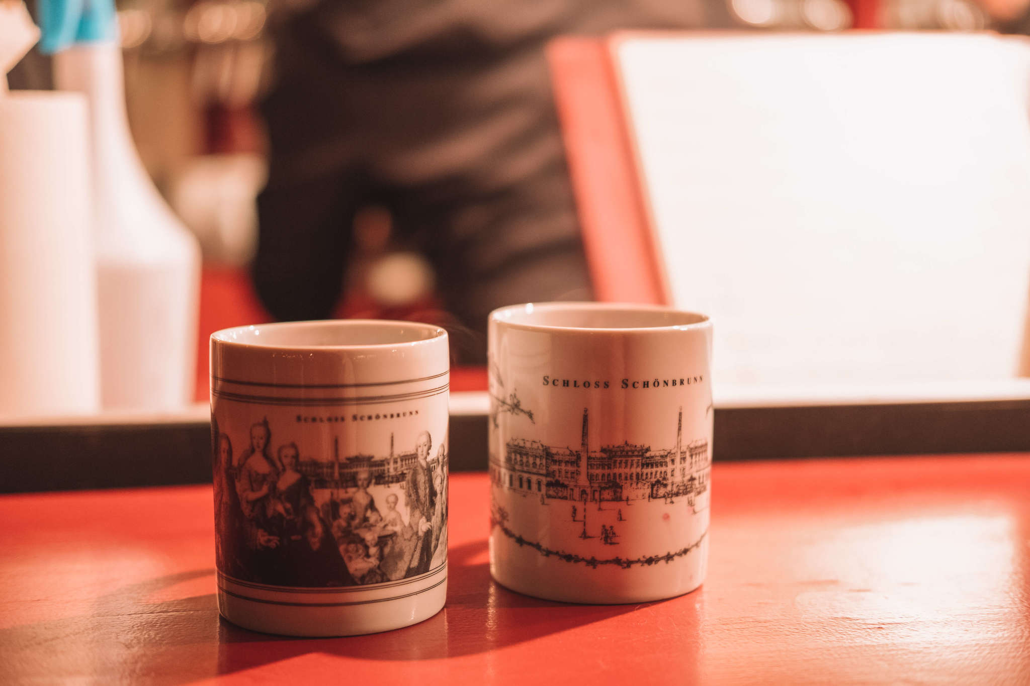 Mugs at christmas market in Vienna, Austria