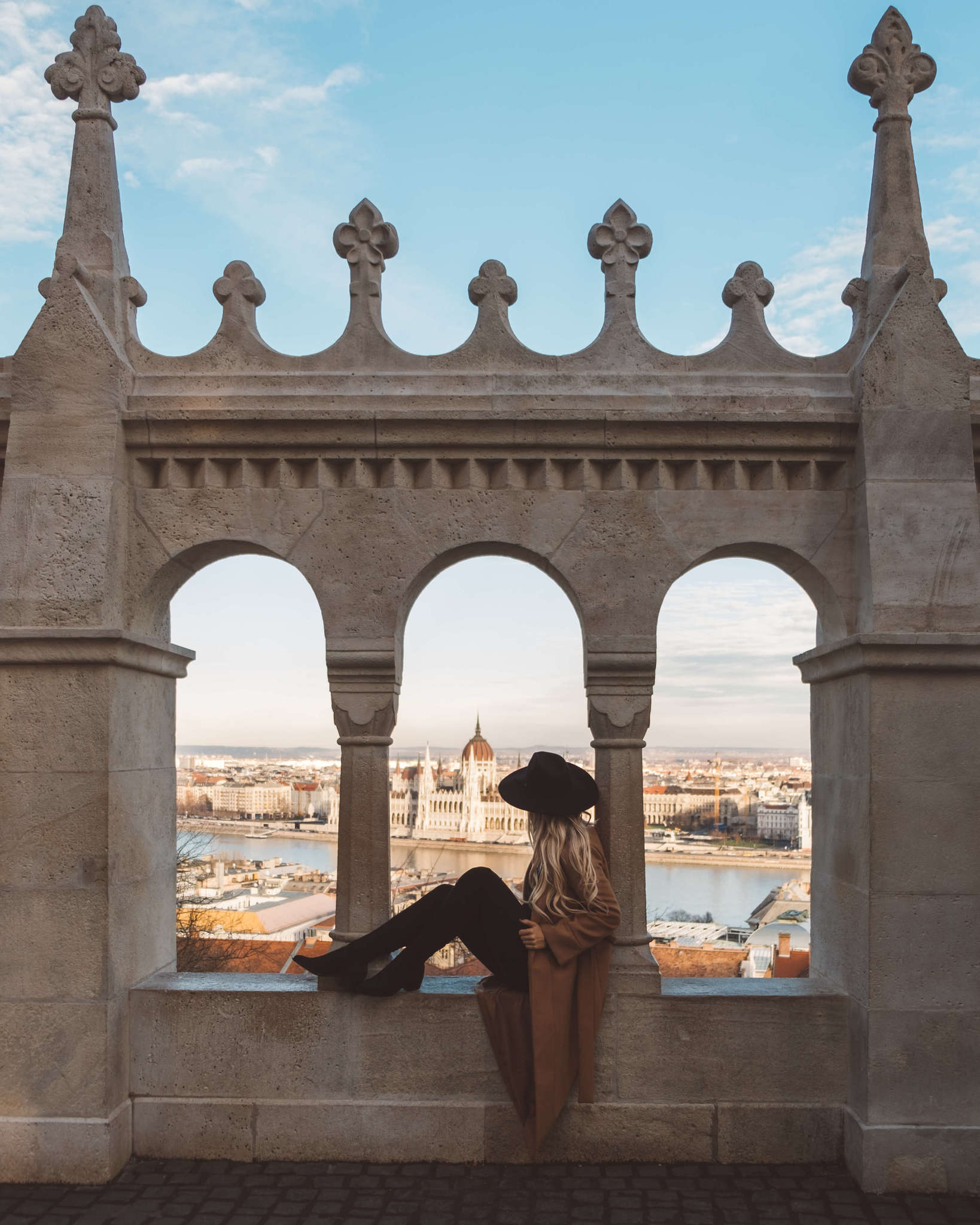 blonde exploring budapest