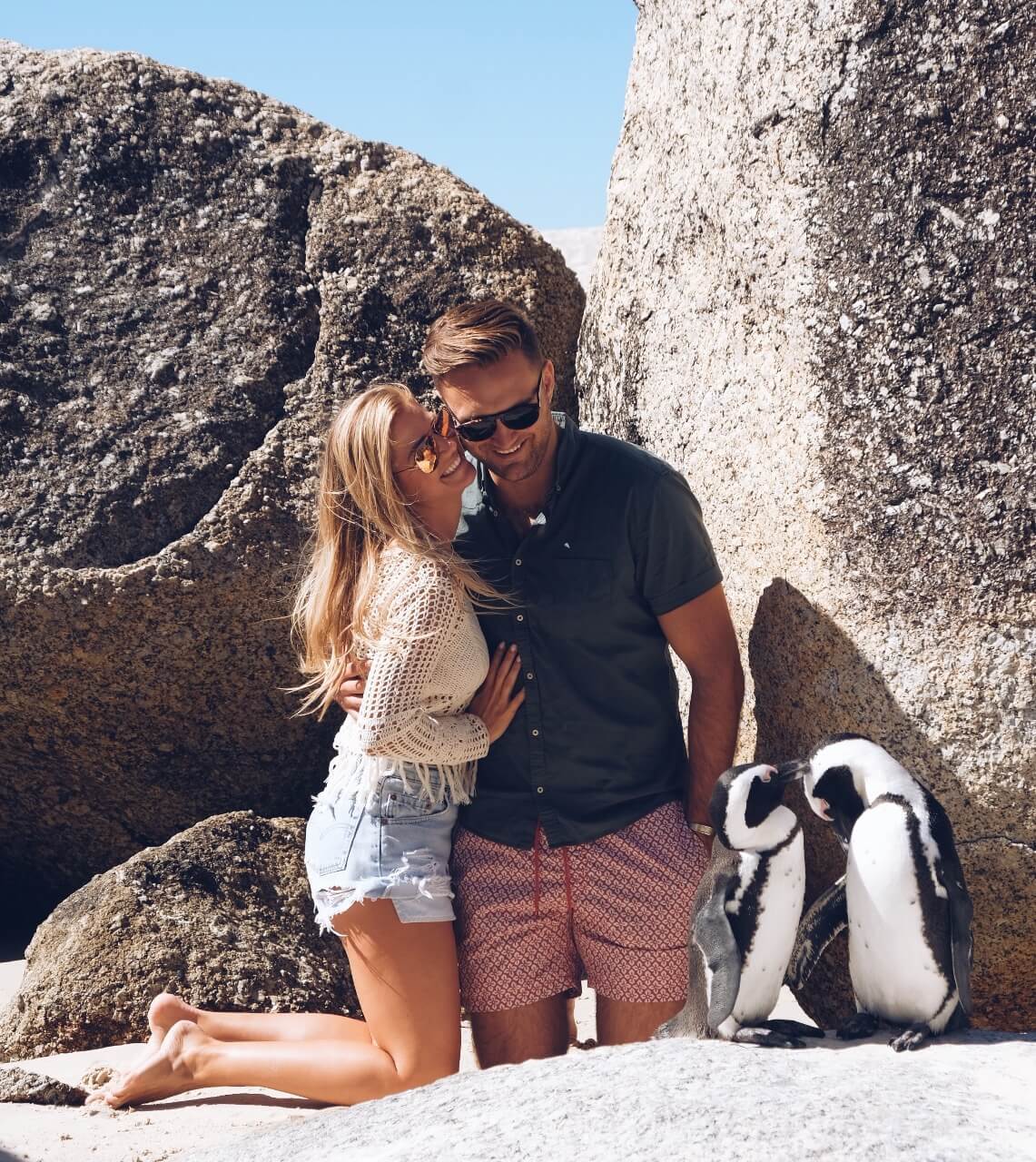 Couple on Boulders Beach in Cape Town