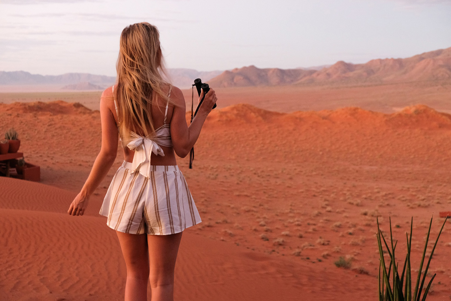 blonde girl namibia safari