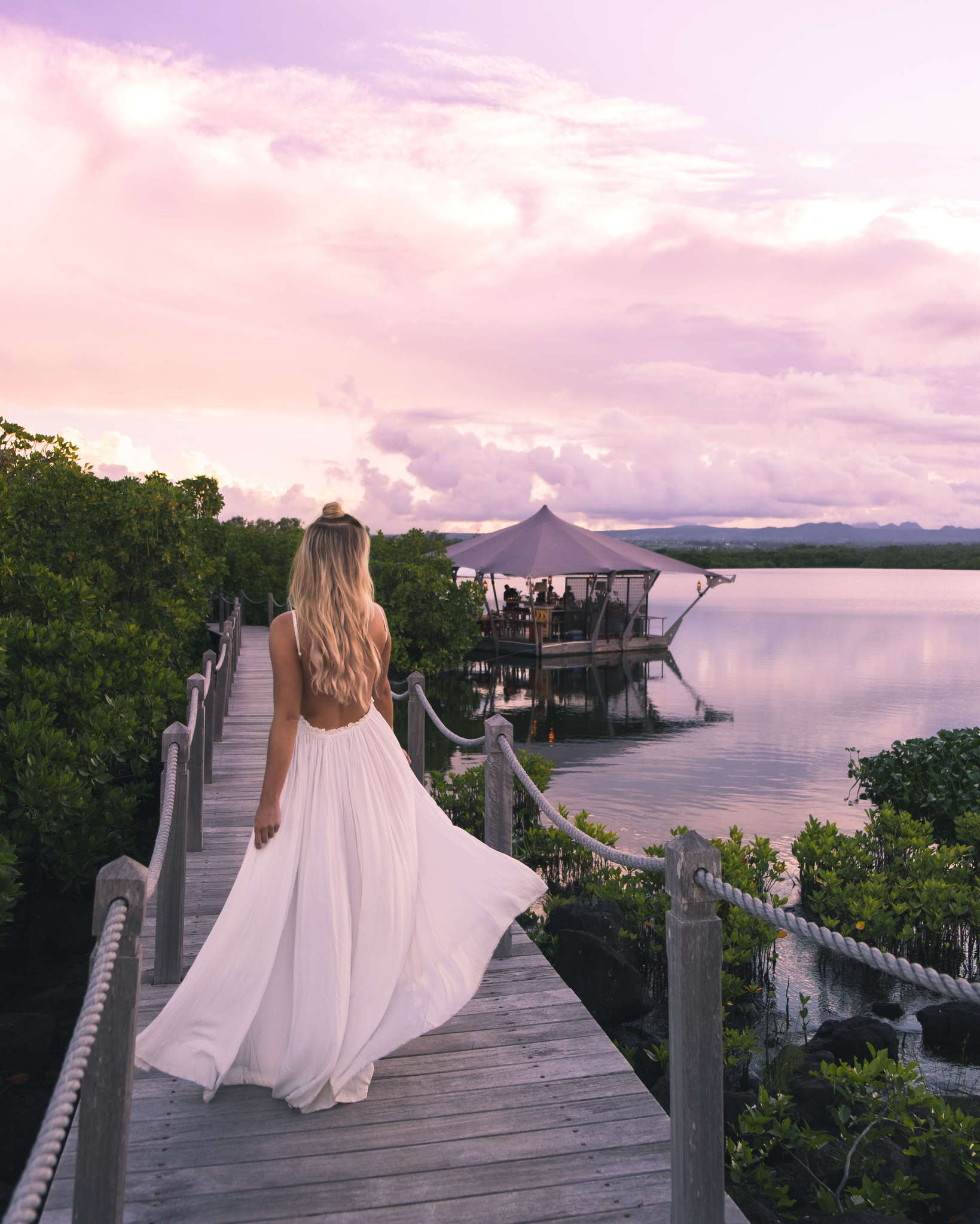 Blonde at sunset Constance Prince Maurice in Mauritius