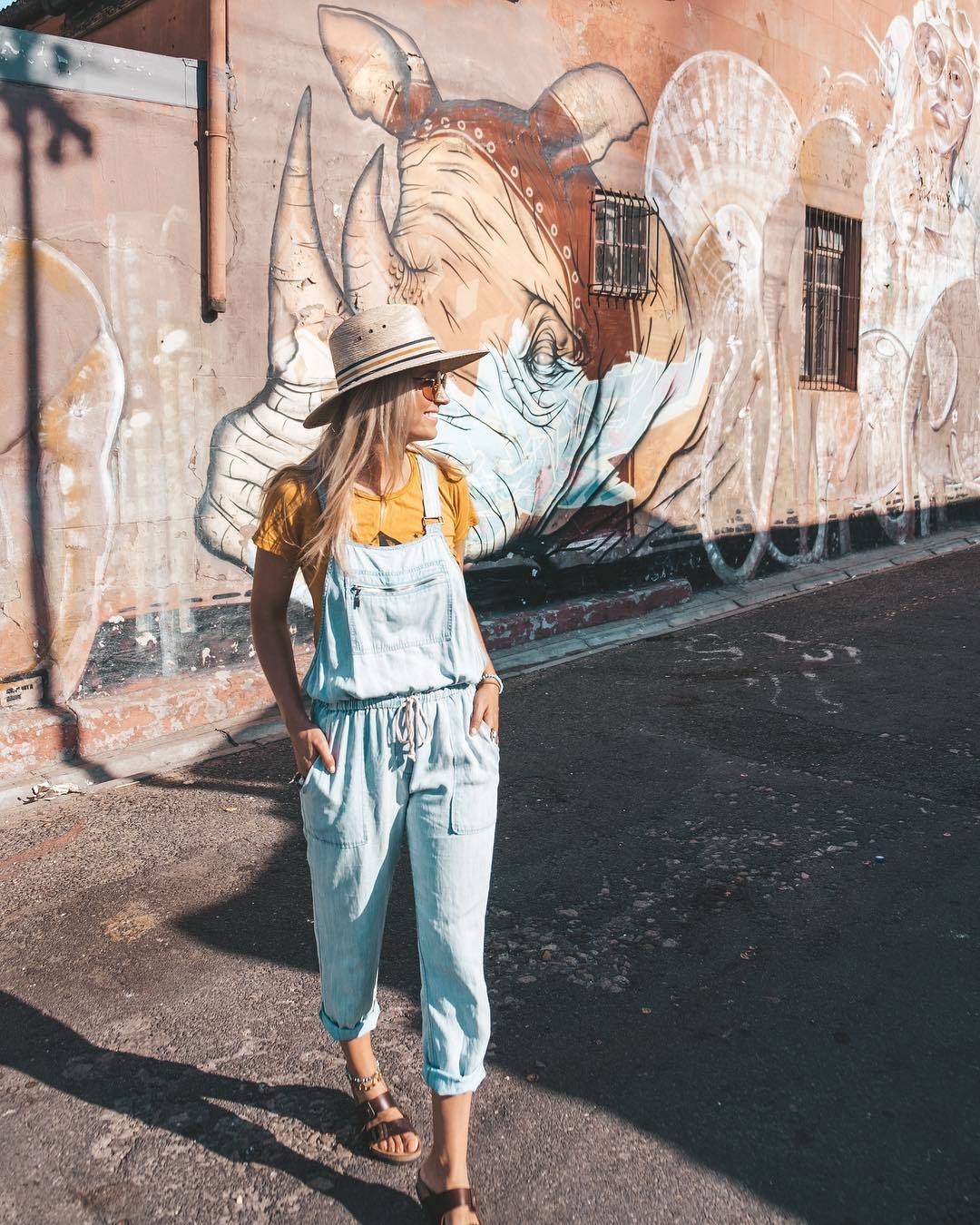 Overalls and T Shirt Outfit