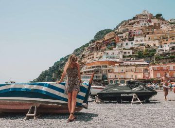 Blonde in Positano in italy