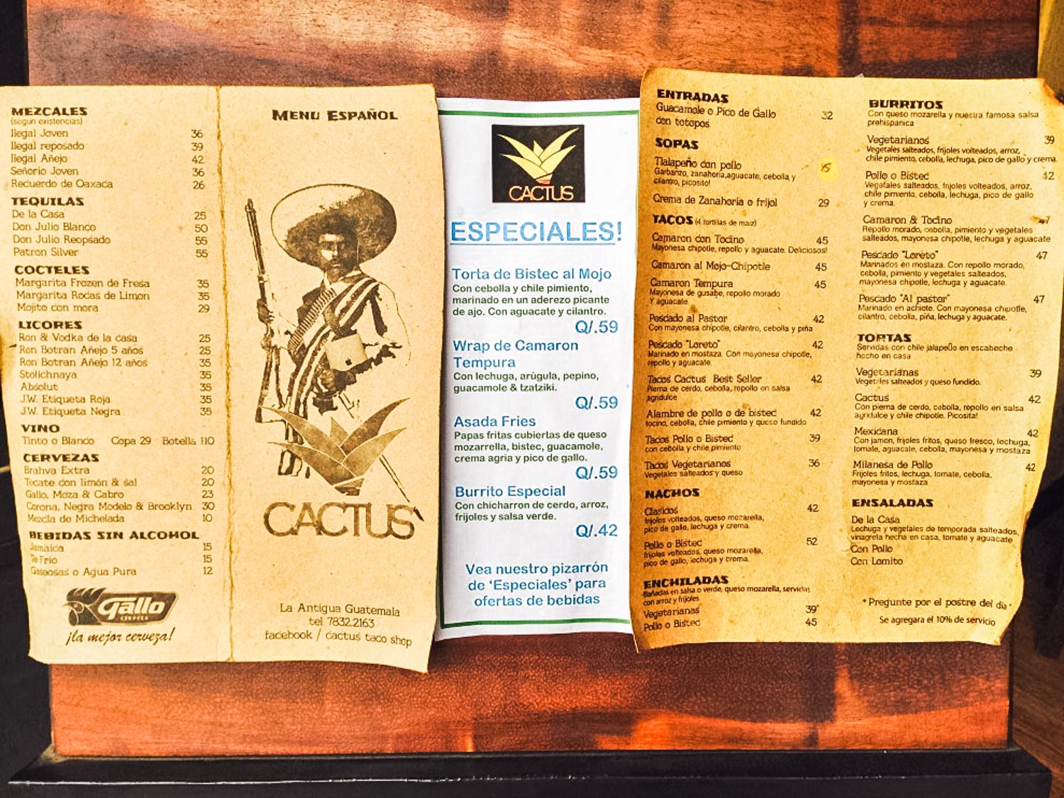 Cactus Taco Shop menu