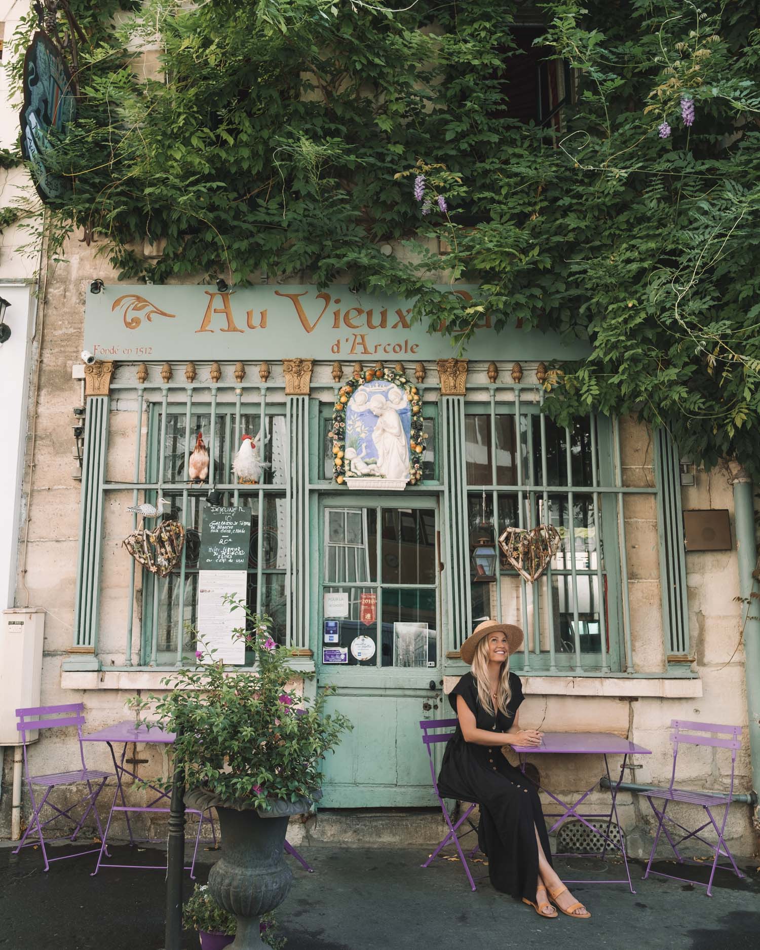 blonde in paris with coffee