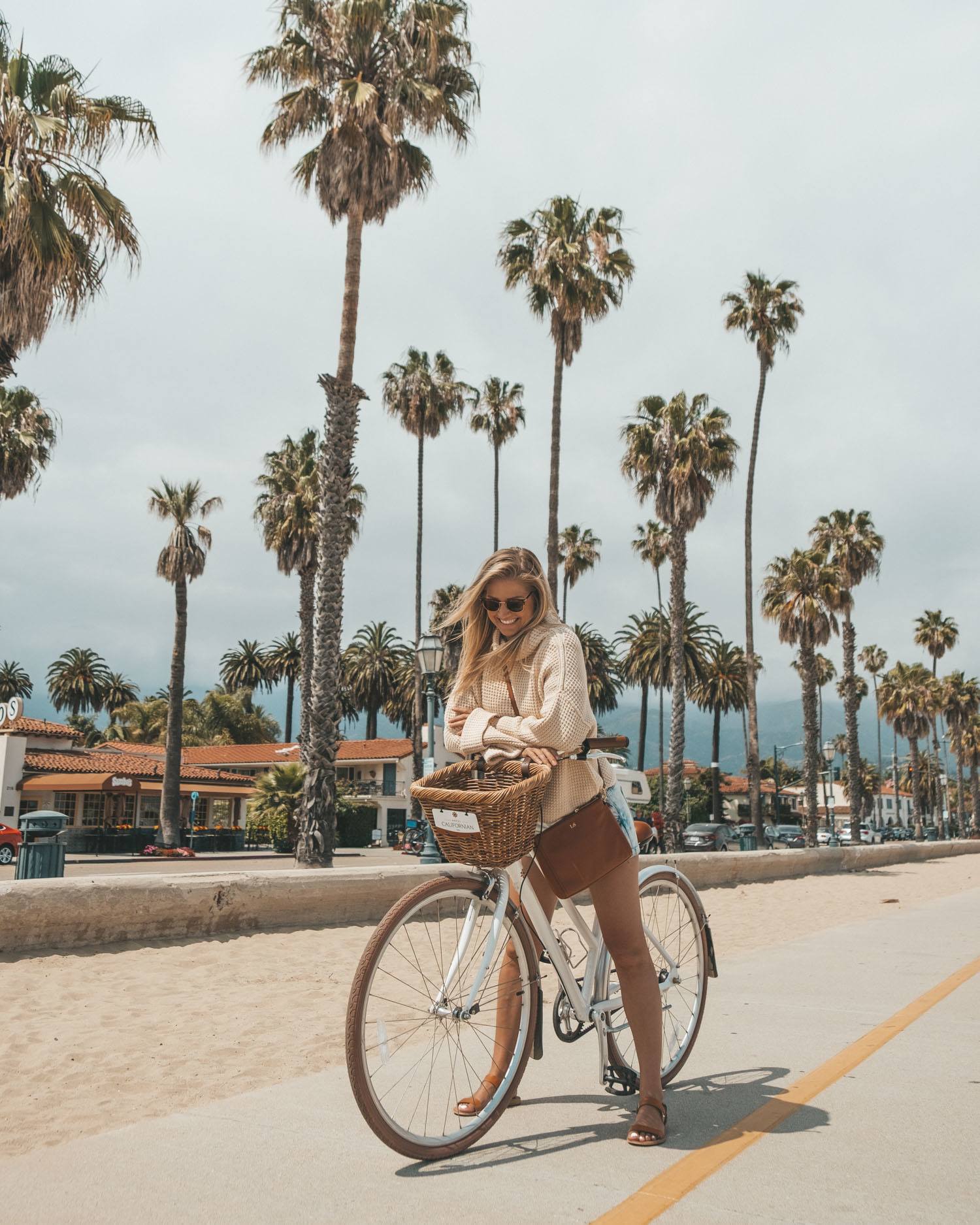 Southern California Bike Blonde Girl Palm Trees