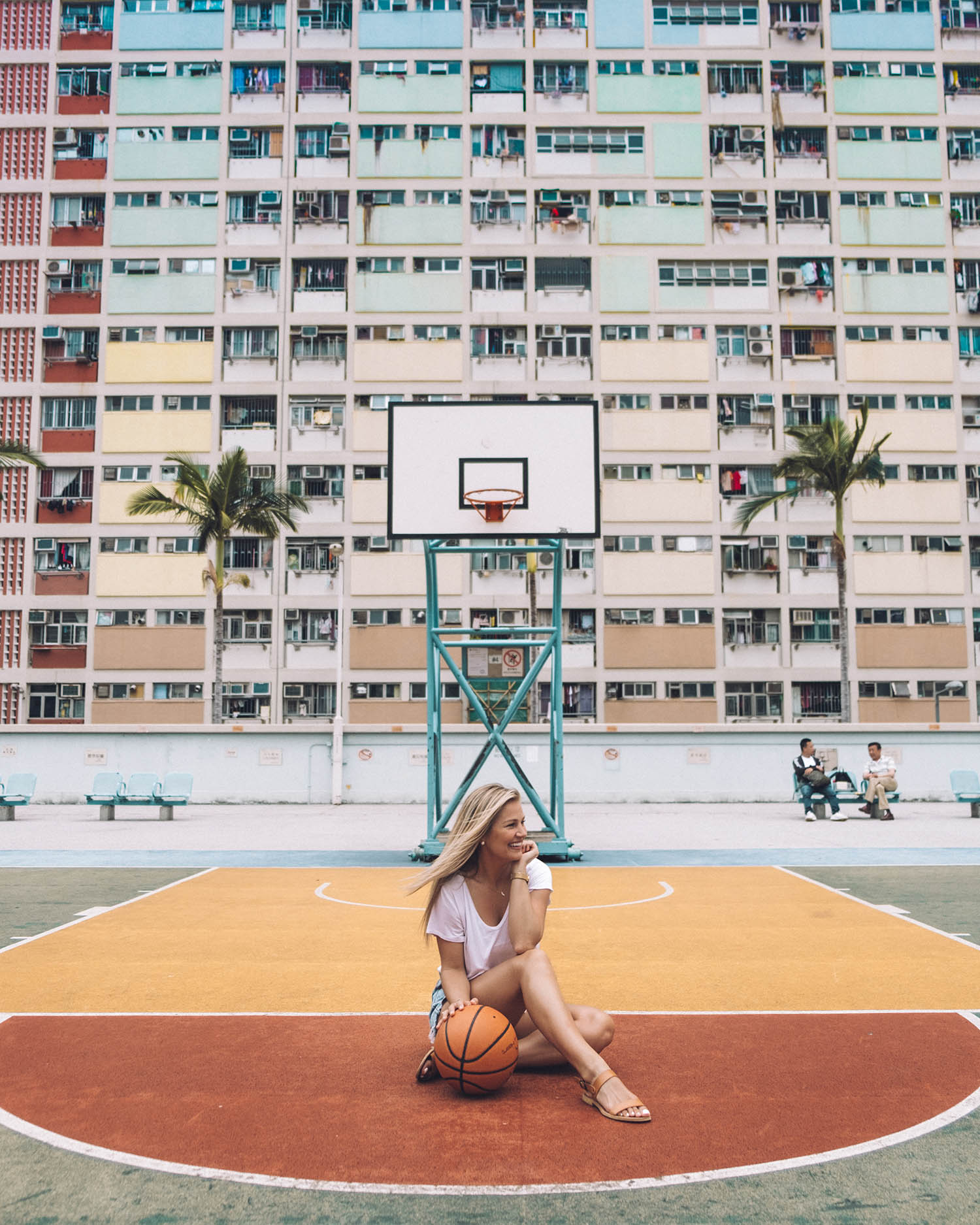 choi hung estate colorful basketball court hong kong girl