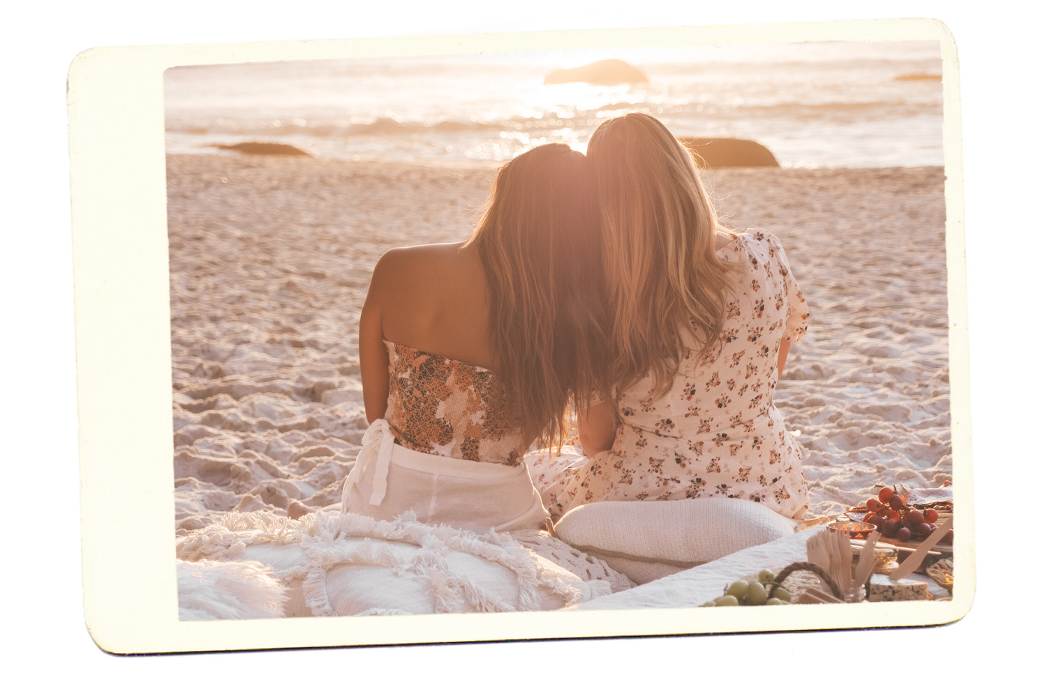 two girls beach picnic